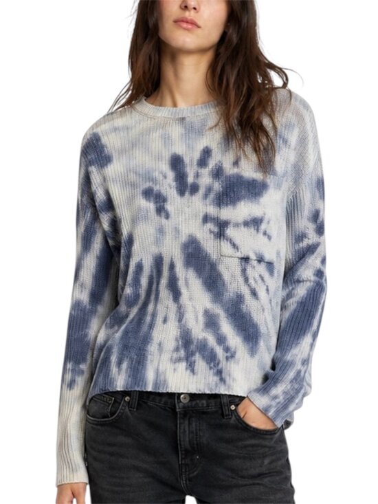Belle By Belldini Sweaters - Size M Belle by Belldini Blue Tie Dye Ribbed Knit Pocket Sweater